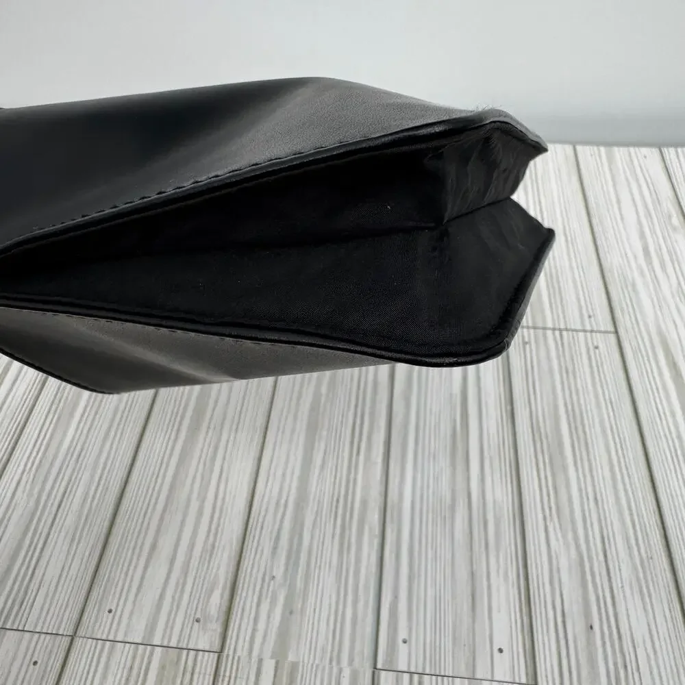 YSL Beaute make up cosmetic bag pouch logo vegan leather zipper black gold
